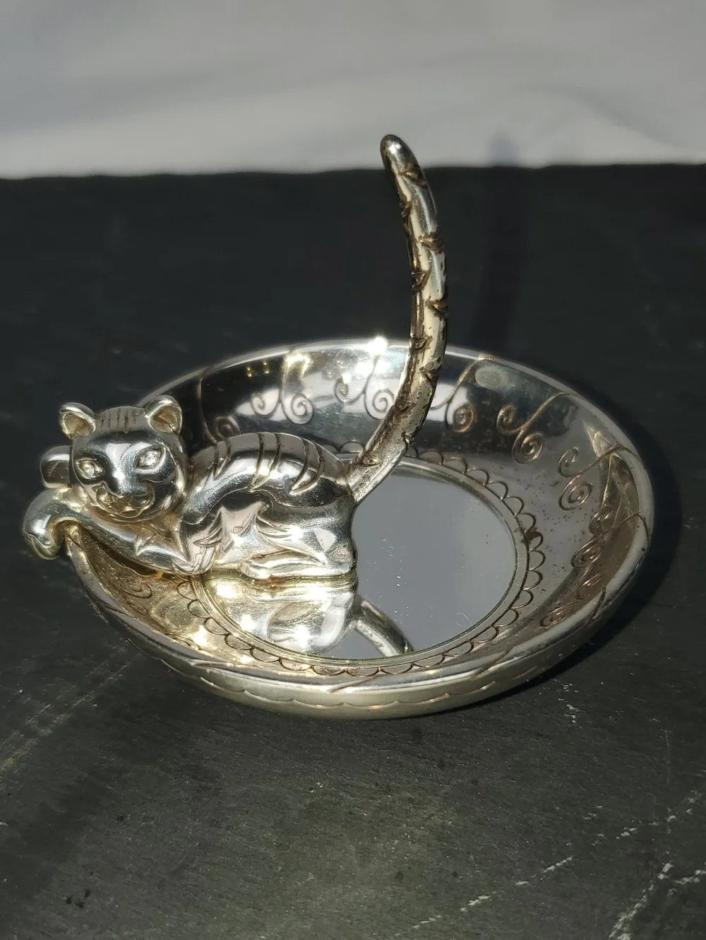 Brighton Silver-Tone Cat Ring Dish with Upright Tail
